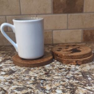 Homemade Wooden Coasters With Burned-In Deer Design